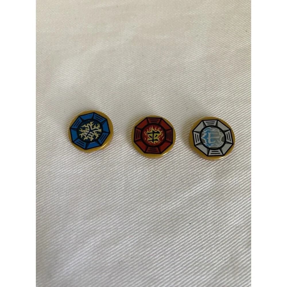 Lot of 3 LEGO Gold Ninjago Earth Symbol Map Logo Treasure #66